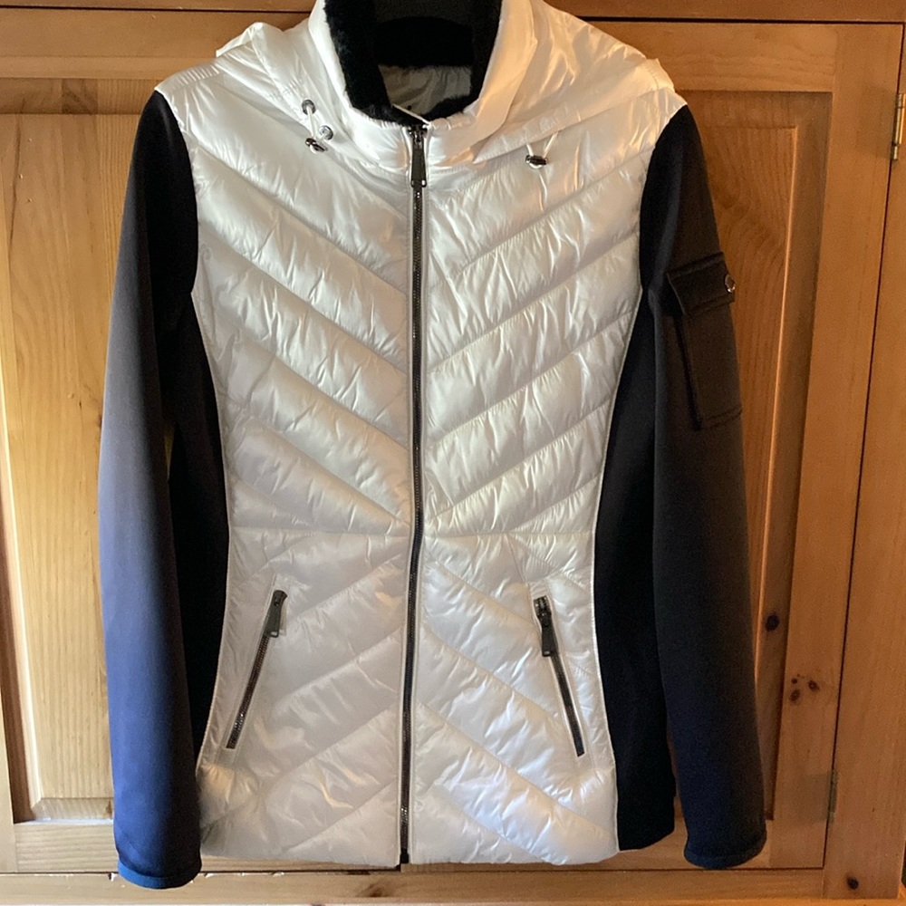 Calvin Klein Performance Hooded White and Black Ski Parka